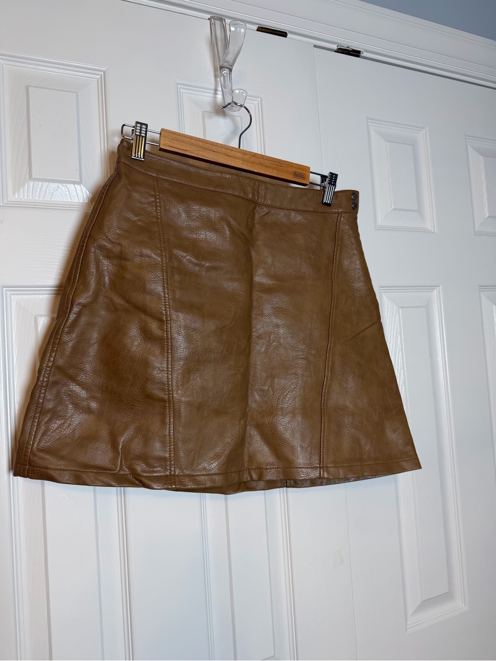Zara Tan Faux Leather A-Line Skirt - Vintage!